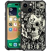 ZHEGAILIAN Compatible with iPhone 14 Case, Victorian Gothic lace Skull Cases, Tempered Glass Back+Soft Silicone TPU Shock Protective Case for Apple