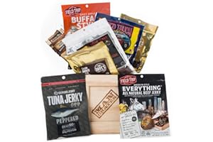 American Tour Jerky Crate by Man Crates – Includes Honey-Bourbon Brisket Jerky, Hawaiian Ahi Tuna Jerky, Cajun Beef Jerky and More – Great Gift for Men
