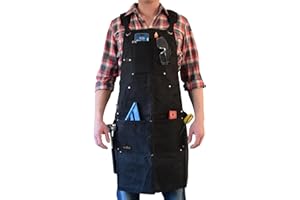 ECOZEN LIFESTYLE ecoZen Waxed Canvas Welding Apron with Kevlar Thread - Heat and Chemical Resistant, Fully Adjustable to Comfortably Fit Men and Women, 27 x 34 inches, Heavy Duty Tool Apron - Black, Size S to XXL