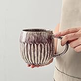 20oz Large Coffee Mug - Unique Handcrafted Look Ceramic Cup, Large Tea Mug, Microwave & Dishwasher Safe (Purple)