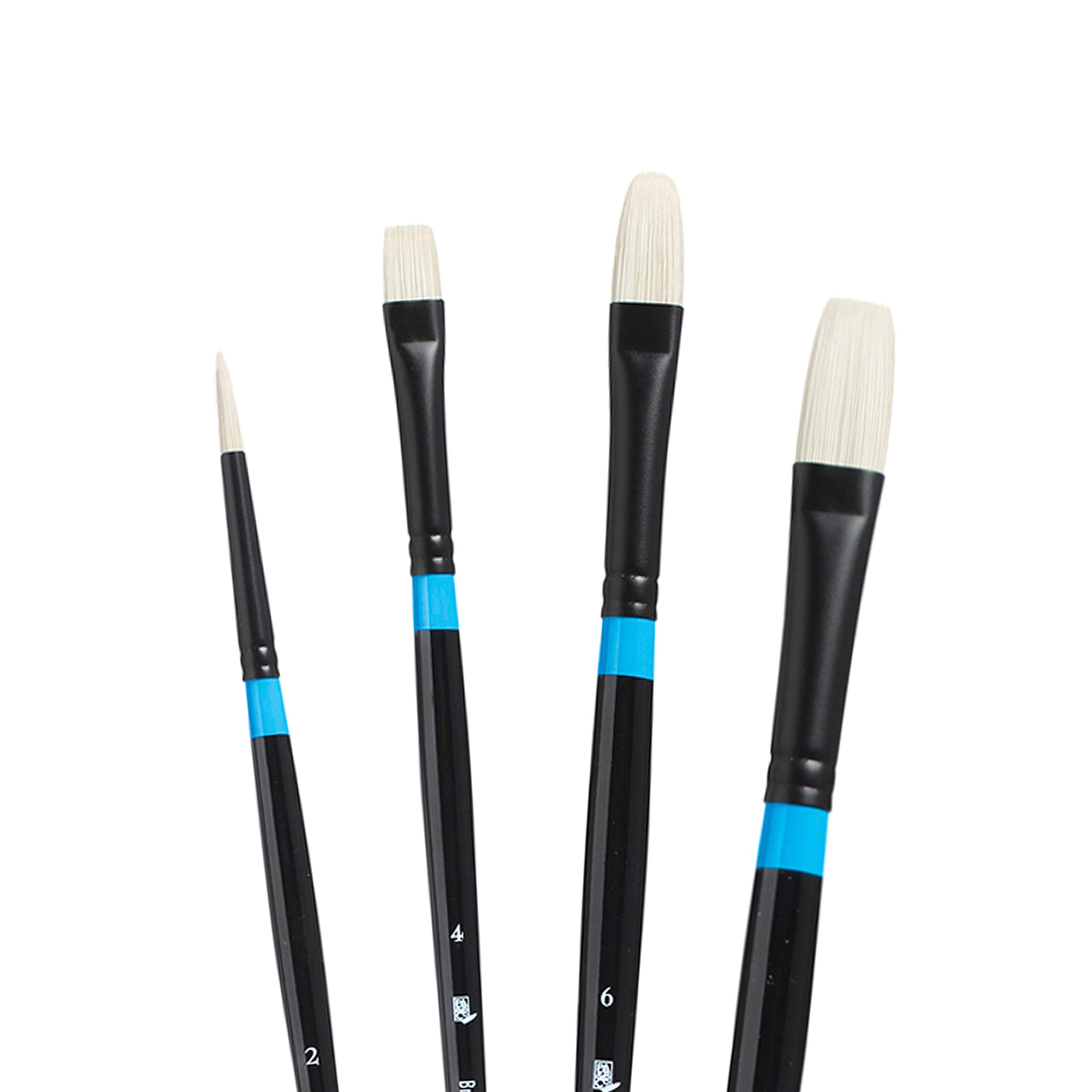 Princeton Aspen Fine Art Acrylic Brushes, Synthetic Bristle, 4 Piece Brush Set, Long Handle, For Professionals & Students