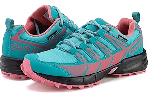 OUTJET Women's Waterproof Hiking Shoes Lightweight Non-Slip Trails Walking Shoes Outdoor Sneakers