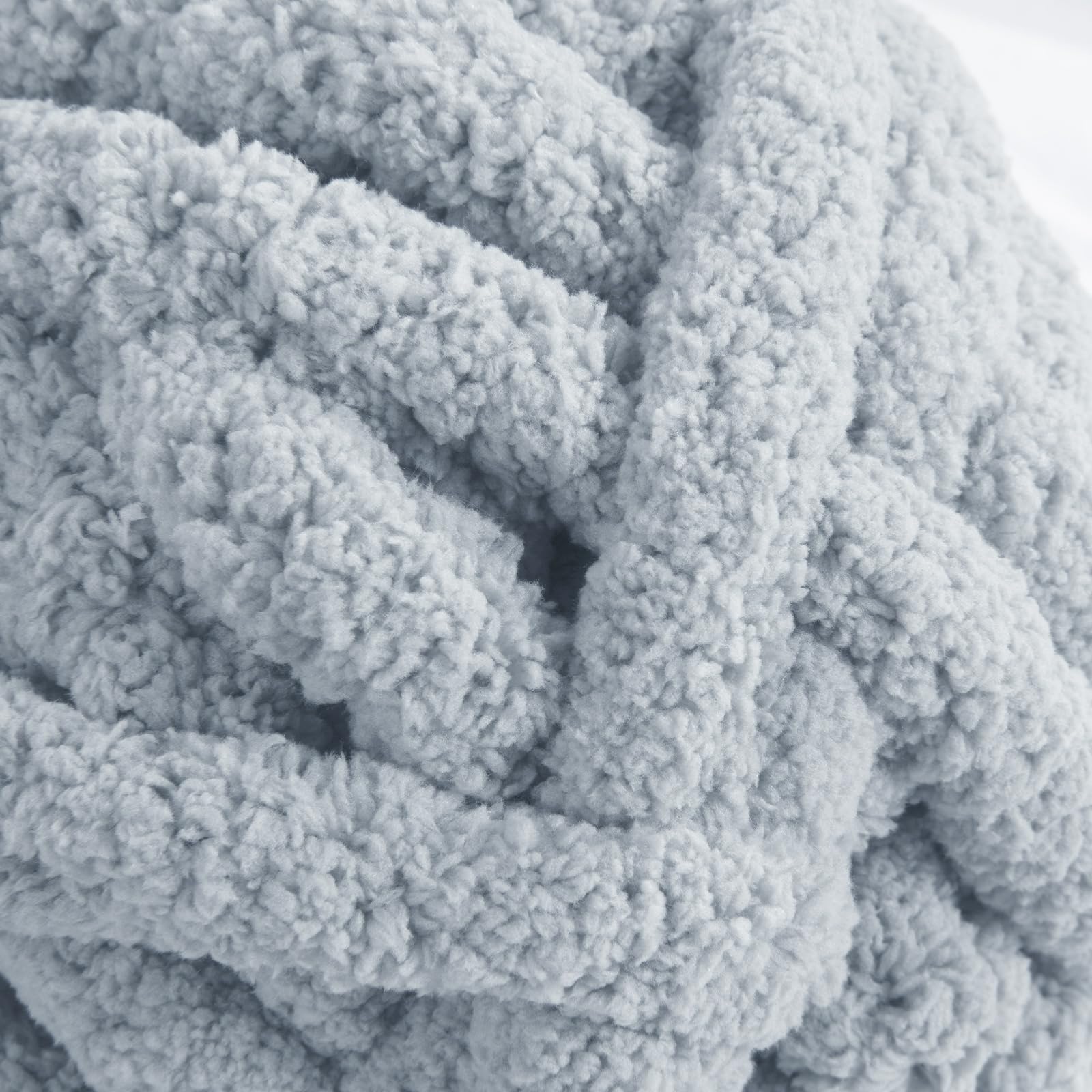 HOMBYS Rice Grey Chunky Chenille Yarn for Crocheting, Bulky Thick Fluffy Yarn for Knitting,Super Bulky Chunky Yarn for Hand Knitting Blanket, Soft Plush Yarn, 12 Jumbo Pack (27 yds,8 oz Each Skein)