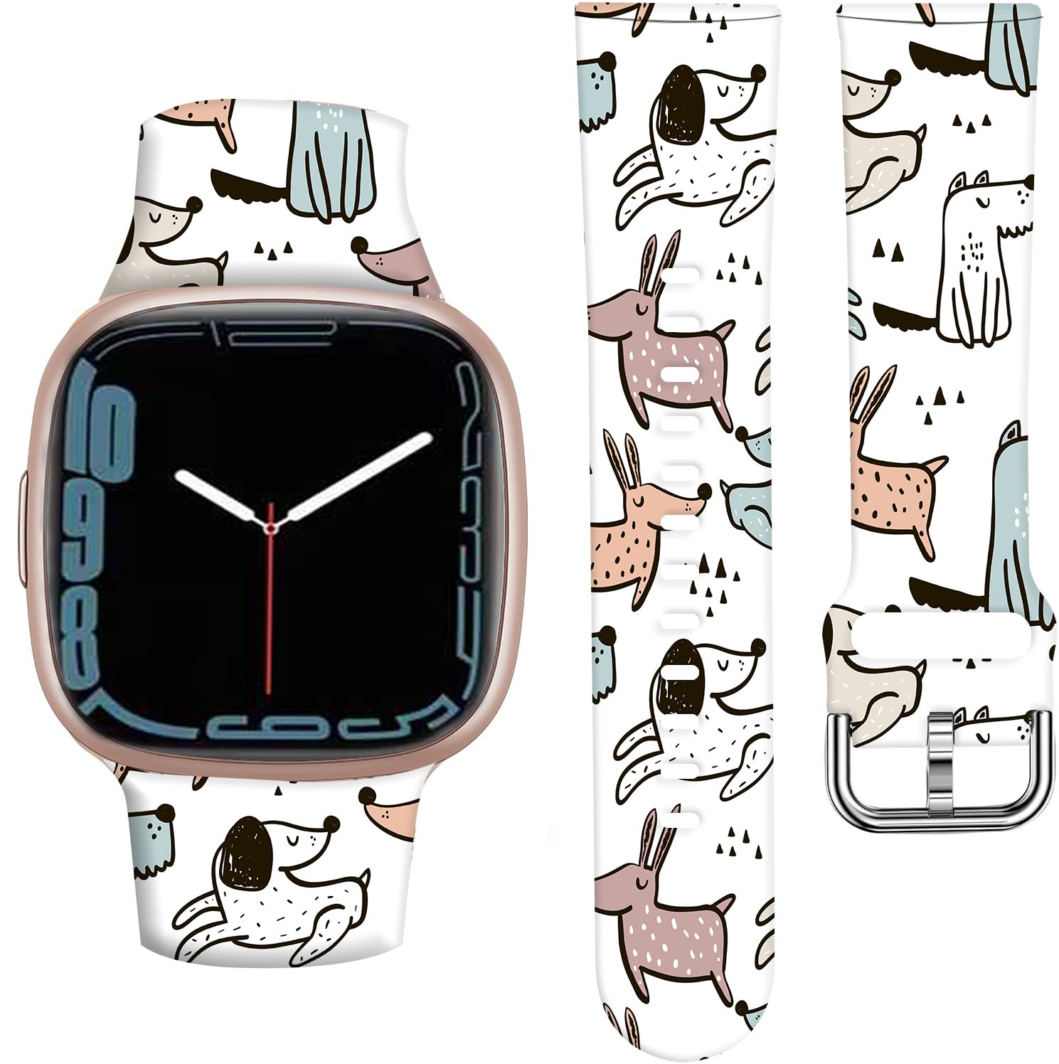 Photo 1 of ANDRIU Compatible with Versa 4/Versa 3 Band for Women, Cute Fadeless Replacement Sport Band Strap for Versa 4/Versa 3 Smartwatch(Cute Dog Puppy)