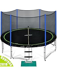 Zupapa 15 14 12 FT TUV Approved Trampoline with Enclosure net and poles Safety Pad Ladder Jumping Mat Rain Cover