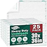MILDPLUS Heavy Duty Underpads 30"X36", 25 Count, Ultra Absorbent Chucks 130 Grams Tear-Resistant Disposable Bed Pads with Strength Cloth Backing Incontinence Pads for Adults, Kids or Pets