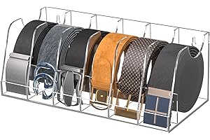 Sezanrpt Belt Organizer 6 Compartments, Belt Box for Closet, Tabletop or Wall Mounting, Space Saver