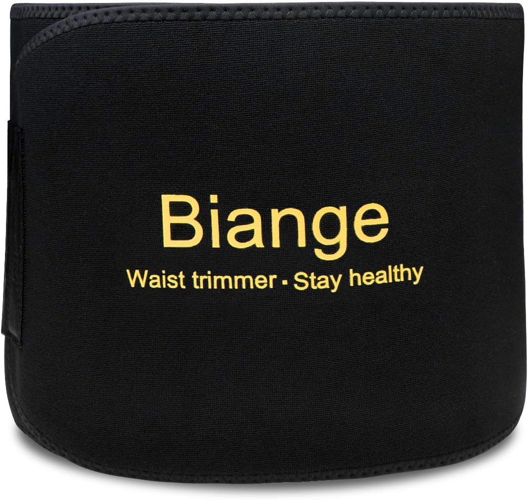 Biange Waist Trimmer for Women Men Sweat Band Waist Trainer, Stomach Wraps Sauna Belt, Neoprene Ab Belt - with Mesh Bag: Clothing
