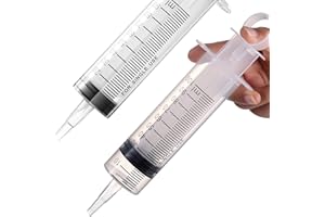 SHISHUYU 2 Pack Large Syringes, Large Plastic Garden Industrial Syringes for Scientific Labs, Measuring, Watering, Refilling, Filtration Multiple Uses (100 ML)
