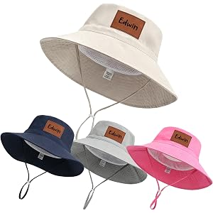 EDSG Personalized Baby Sun Hat UPF 50+, Custom Name Bucket Hat for Baby Boys, Girls, Toddlers, Adjustable Breathable Sun Hats