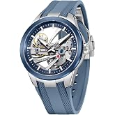 TYBERLEY Pagani Design Men's Automatic Mechanical Watch,Skeleton Dial,Stainless Steel Case,Fluororubber Strap,100M Waterproof Luminous Luxury Watch for Casual Daily Wear