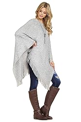 Classic Soft Knit Poncho Shawl Wrap - Basic Warm