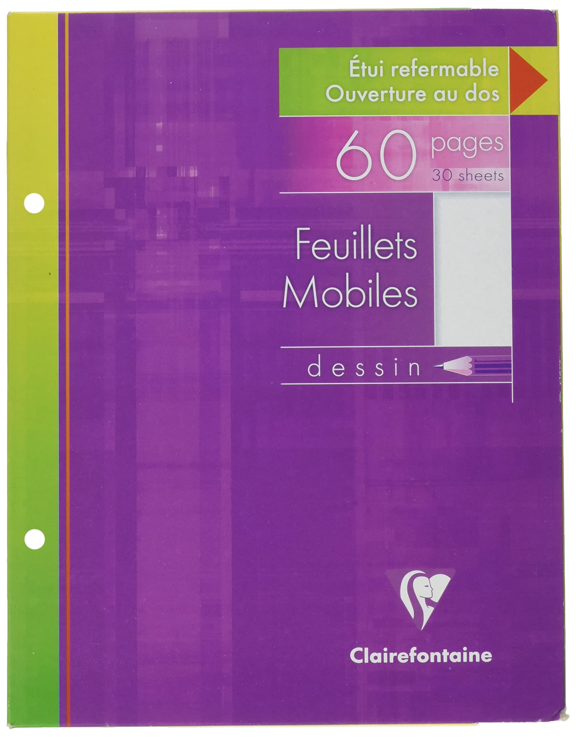 Clairefontaine 1360C - One Pack of Perforated Drawing Single Sheets - Dimensions: 17 x 22 cm - 60 Plain White Vellum Pages - 125 g Paper - Reusable Case