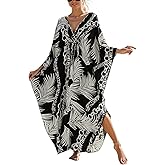 ELSCIRW Women's V-Neck Kaftan - Plus Size Moo Moo Dresses, Casual Mumu Beach Cover Up for Tropical Vacation