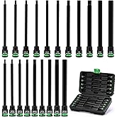 TecoTek 3/8" Drive Long Impact Hex Bit Socket Set, Allen Bit Sockets, 20PCS Allen Wrench Socket, SAE (1/8"-7/16”) and Metric 