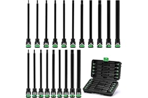 TecoTek 3/8" Drive Long Impact Hex Bit Socket Set, Allen Bit Sockets, 20PCS Allen Wrench Socket, SAE (1/8"-7/16”) and Metric 