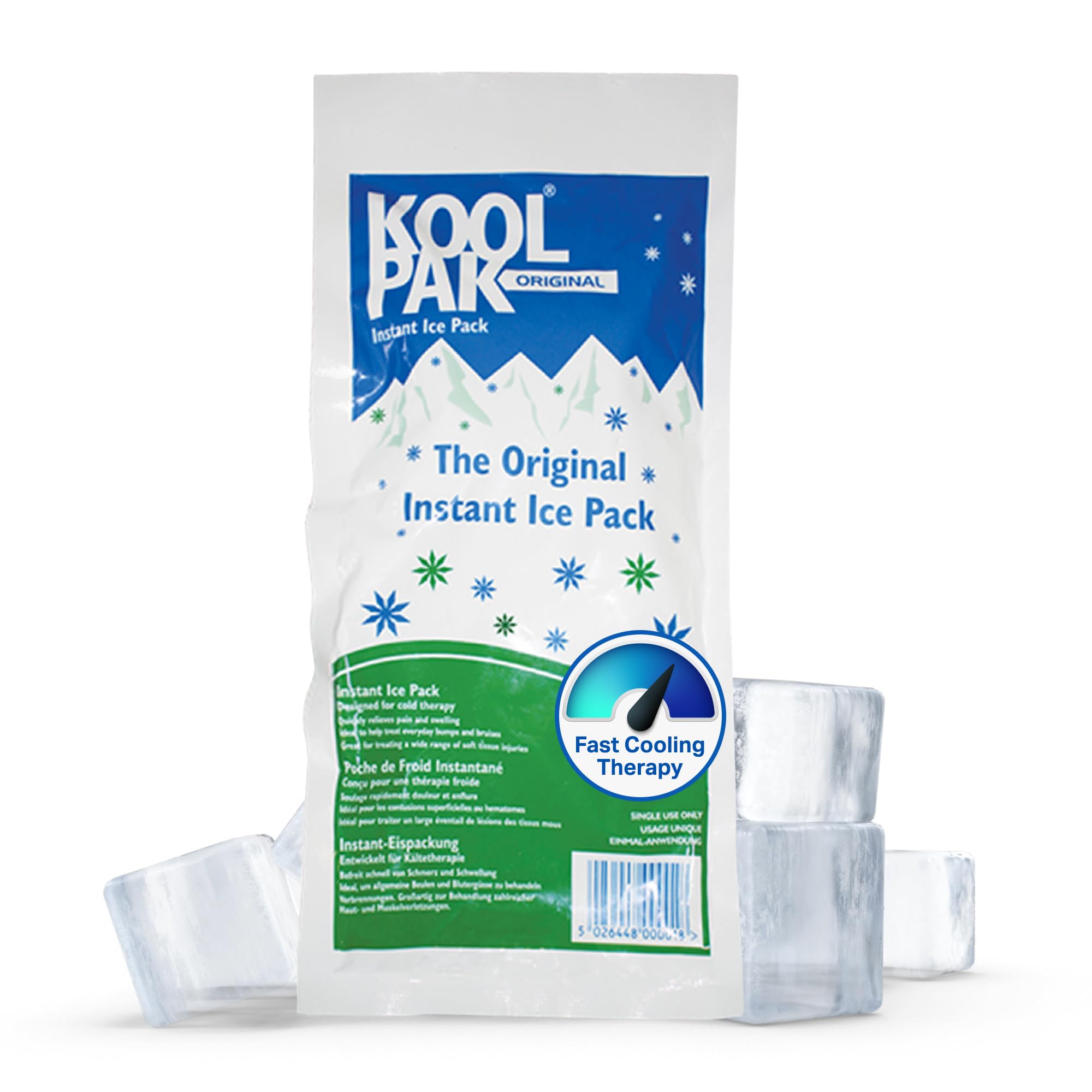 Koolpak 20 x Original Instant Ice Packs - 12x29cm Cold Therapy Ice Packs for Injuries & Pain Relief - Quick Squeeze Activation, Single Use Pack - Stays Cold for Up to 40 Minutes - First Aid Essential