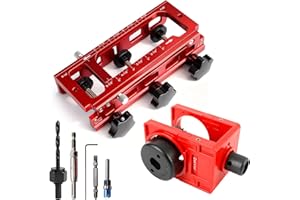 Door Hinge Jig and Door Lock Installation Kit, Aluminum Alloy Router Template for Hinge Mortising 2.5" to 5" Hinges (1/4", 5/