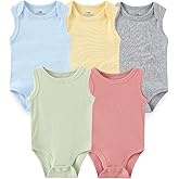 BIGBIGKISS Baby Sleeveless Bodysuit 5-Pack Cotton Infant Boy Girl Romper Unisex Baby Clothes 0-12 Months
