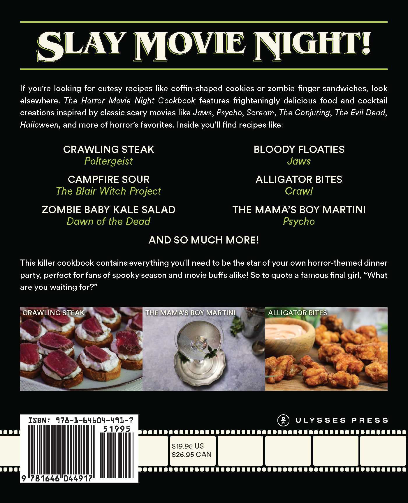The Horror Movie Night Cookbook: 60 Deliciously Deadly Recipes Inspired by Iconic Slashers, Zombie Films, Psychological Thrillers, Sci-Fi Spooks, and ... and More) (Gifts for Movie & TV Lovers)