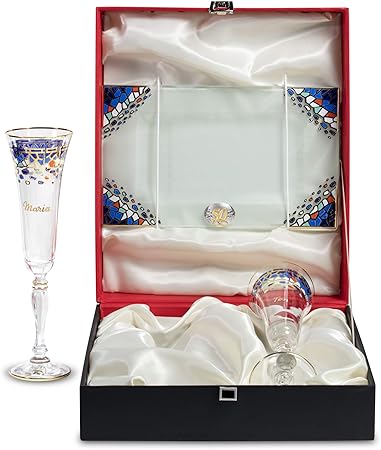 Sadurní-Ràfols Juego 2 Copas de Cava y Bandeja Barcino para Bodas de Oro: Amazon.es: Hogar