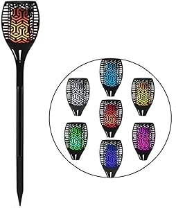Solar Lights Upgraded Color Flame Outdoor Lights LED Energy Saving and Waterproof Lawn Walkway Landscaping Garden Yard Pathway Poolside Light 1 Packs