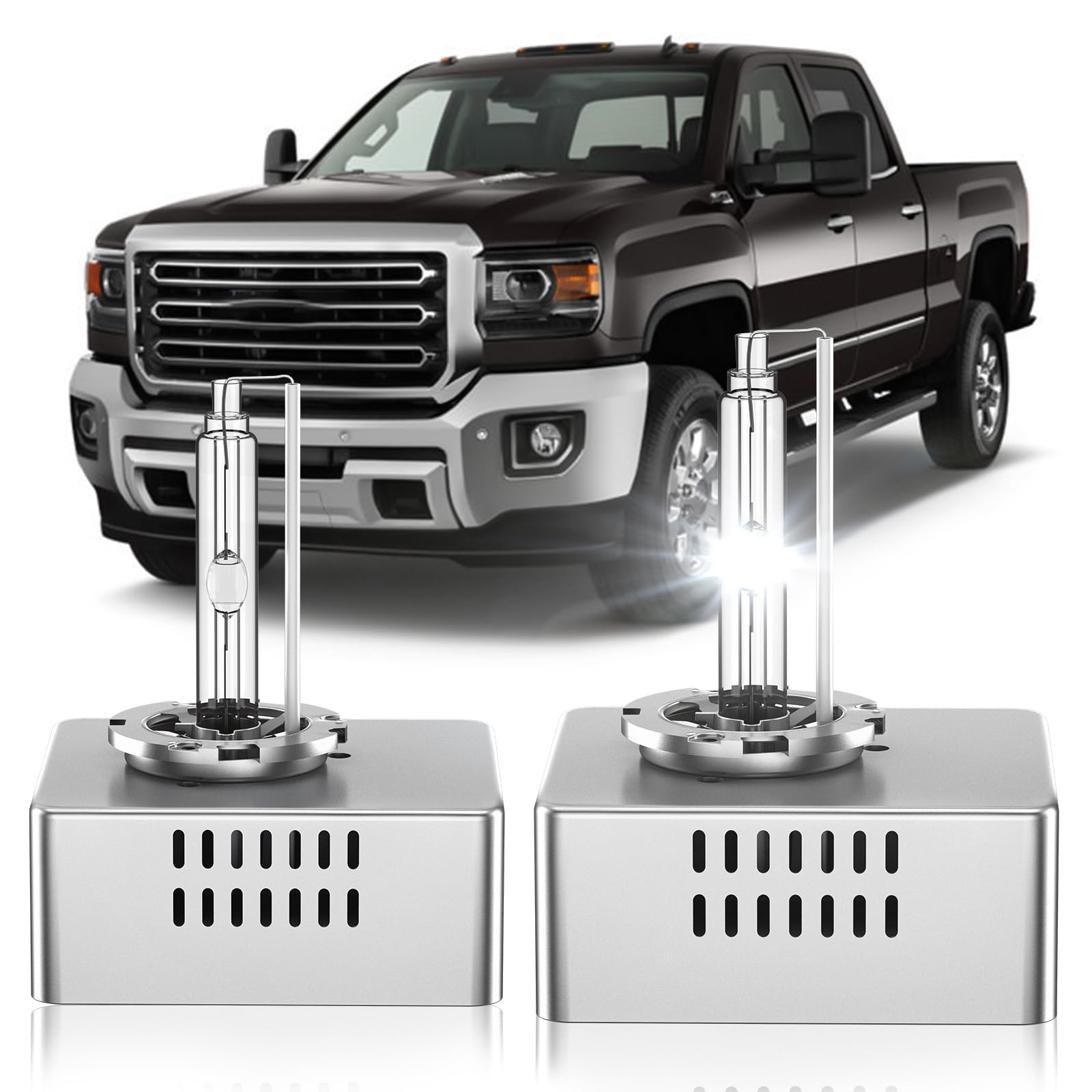 Photo 1 of SENROBO D5S HID Xenon Headlight Bulb Compatible with GMC 2015-2018 Sierra 1500 2500 3500 HD 2018-2021 Terrain, 6000K Cool White, Pack of 2