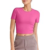 G4Free Workout Shirts Women Slim Fit Athletic Gym Work Out Tops Crop Short Sleeve Basic Yoga Tshirts Casual Summer