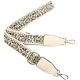 Purse Strap - Retro Ethnic Embroidery Adjustable Shoulder Straps for Women, 1.2" Width, 53.5" Longth Gold Buckle Bohemian Style Crossbody Bag Strap