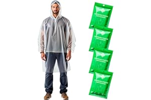 ZENO Disposable Rain Poncho Waterproof - Rain Coat with Hood, Pack of 4, for Women and Men