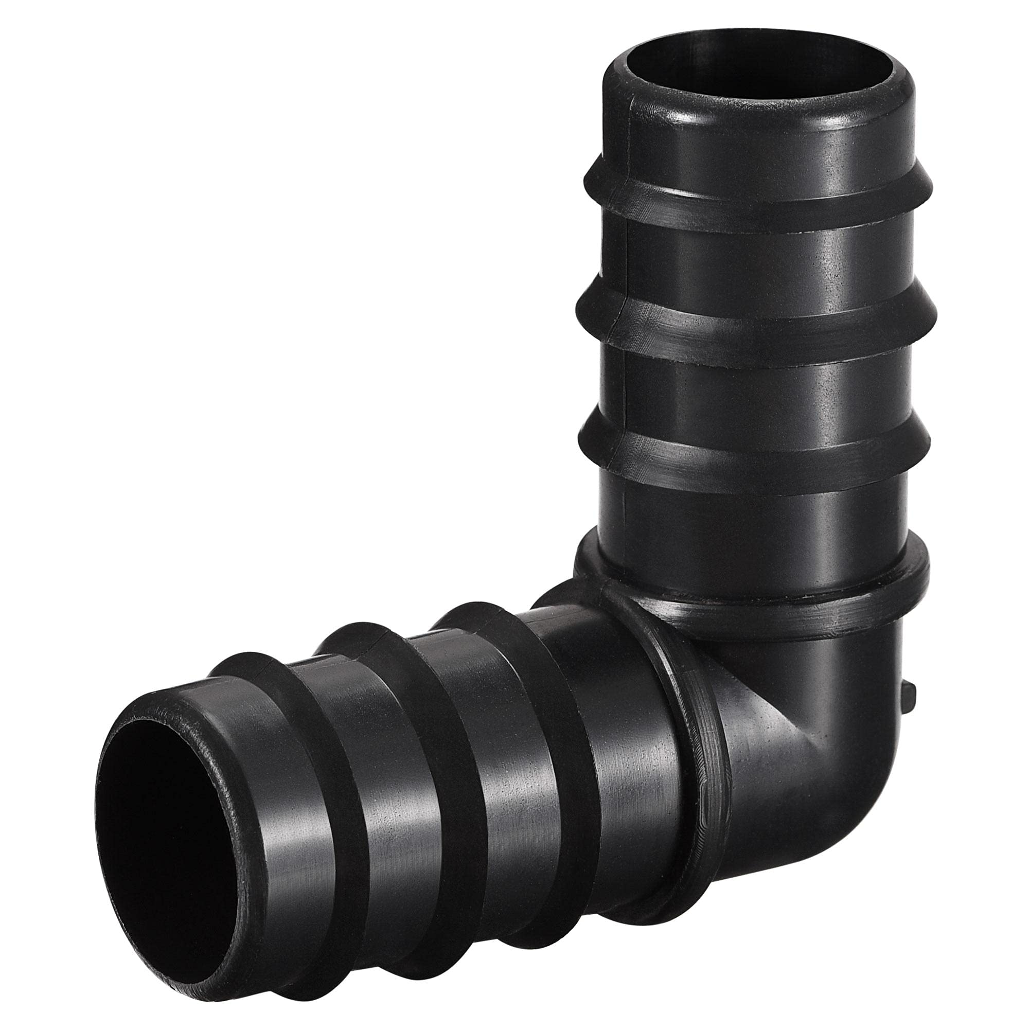 sourcing map Drip Irrigation Fittings Elbow Connectors 24.5mm Barbed 58mm x 58mm Connector for 21mm-24mm ID Tubing (Black, Pack of 10)