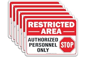FAITTOO (6 Pack) Restricted Area Sign Authorized Personnel Only, Do Not Enter Sign, 10 x 7 Inches .40 Rust Free Aluminum, UV Protected, Weather Resistant, Waterproof, Durable Ink，Easy to Mount