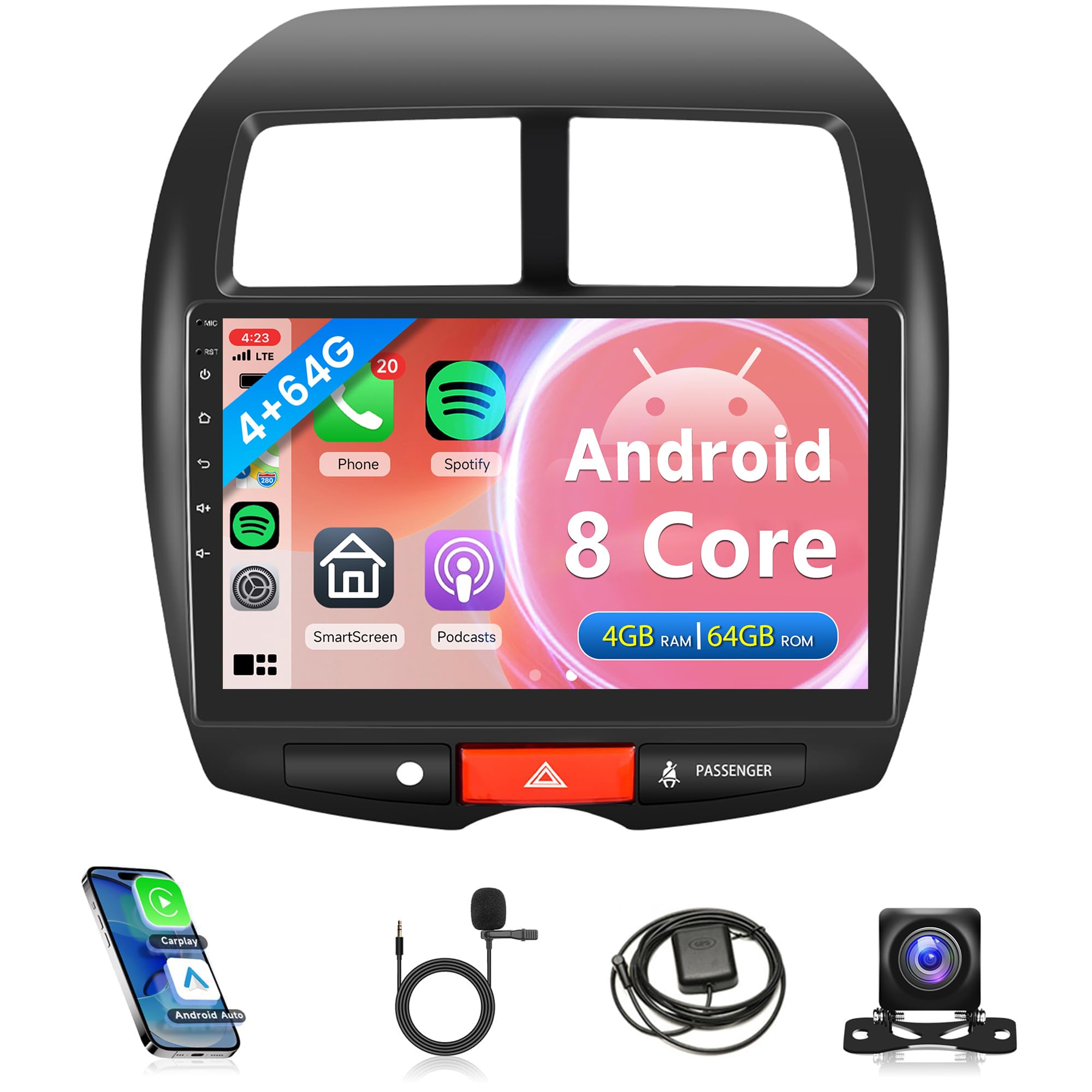 Photo 1 of 8Core 4G+ 64G Car Stereo for Mitsubishi Outlander Sport Radio 2011-2017, for Mitsubishi ASX 2013-2015,for RVR 2011-2017, Rimoody Android Car Radio Carplay Android Auto 10.1" Touch Screen GPS WiFi EQ