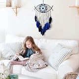 Dremisland Evil Eye Dream Catcher Blue Macrame Wall Hanging Decor view 6
