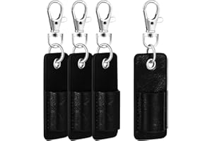 Holibanna 4 Pcs Black Pu Leather Pocket Protector Pen Holders, Pen Sleeve Organizer with Keychain for Office