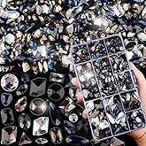 Sinyanail 650 Pcs Acrylic Large Sew on Rhinestones Setting Crystal Gems Diamond Stone 2 Holes Flatback Rhinestones for Jewelry Clothes Shoes Bag Costume(White Black Colour System)