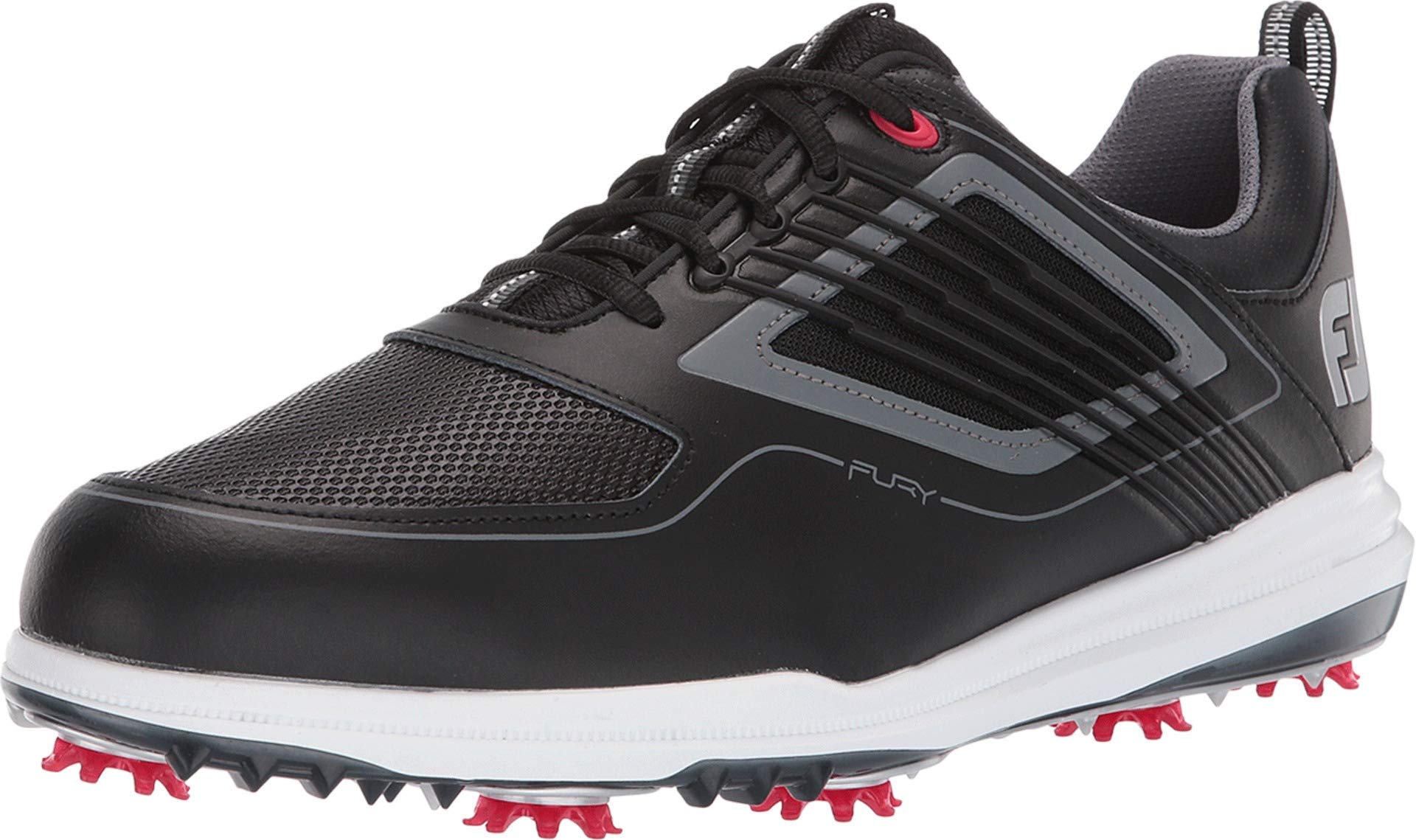Men's FootJoy Men's FURY Golf Shoes Black 13 M Athletic Shoe, Black / Red, 13 M US Image