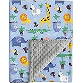 FIGEPO Safari Jungle Animals Baby Blanket Gender Neutral Blankets for Newborn Baby Girls or Boys Nursery Toddler Double Layer Blanket with Dotted Backing and Animal Printed (Animal 2)