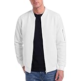 Decrum Bomber Jacket Men - Fashion Solid Color Casual Jackets for Men | Polyester Lining, Ribbed Collar &amp; Cuffs, Full Front Zipper Closure, Comfortable Fabric