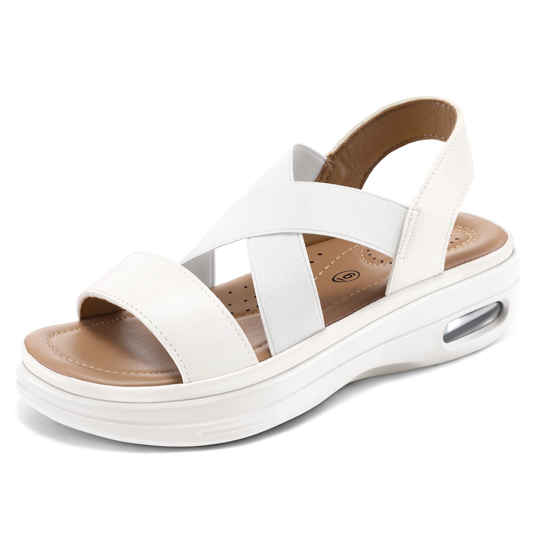 Photo 1 of mysoft Women's Comfortable Walking Sandals Air Cushion Sport Slingback Elastic Band Platform Shoes