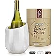 Gusto Nostro Marble Wine Chiller Bucket - 750ml Wine Bottle Cooler and Champagne Chiller for Party, Kitchen, Bar Cart Decor to Chill & Keep Bottles Cold with Unique Wine Lovers Gift Box (White)
