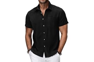 HMIYA Mens Short Sleeve Button Up Cotton Linen Shirts S-3XL 2026 New