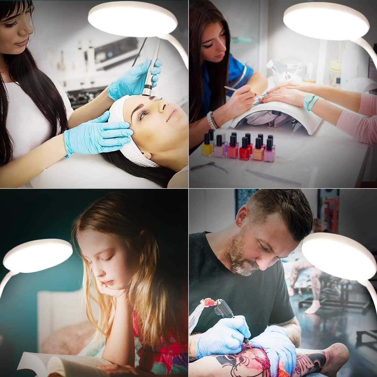 Miday Clip on Lamp, Battery Powered Reading Lamp, Clip on Light for Bed Clip on Battery Light with 3 Brightness Level, USB Rechargeable, Reading Lamp - - 