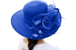 YOLAI Kentucky-Derby Church Dress Hat for Women Black Fascinators Bridal Tea Party Wedding Hat Wide Brim