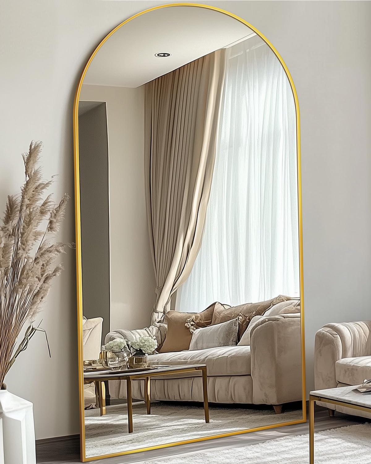 Photo 1 of *USED*
LadyNow Full Length Mirror,  Oversized Floor Mirror Freestanding, Full Body Floor Standing Mirror with Stand, Hanging Mounted for Bedroom Living Room, Gold, Arched Style