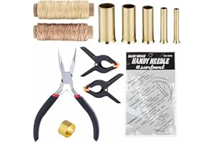 Fgnaic Basket Making Kit with Pine Needle Basket Making Gauge, Waxed Thread, Needle, Thimble Ring, Long Nose Pliers, Rattan W