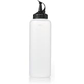 OXO Good Grips Chef's Squeeze Bottle, Large | Thin Tip, Cooking Essentials, Attached Cap, Measurement Markings, Oil, Vinegar, Salad Dressing, Sauces, Dishwasher Safe