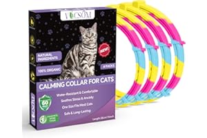 VICSOM Cat Calming Collar, Calming Pheromone Collar for Cats, Anti Anxiety Relief Stress Adjustable Waterproof Cat Calm Collar with 60 Days Natural Calm Treatment 4 Packs 15In, Rainbow