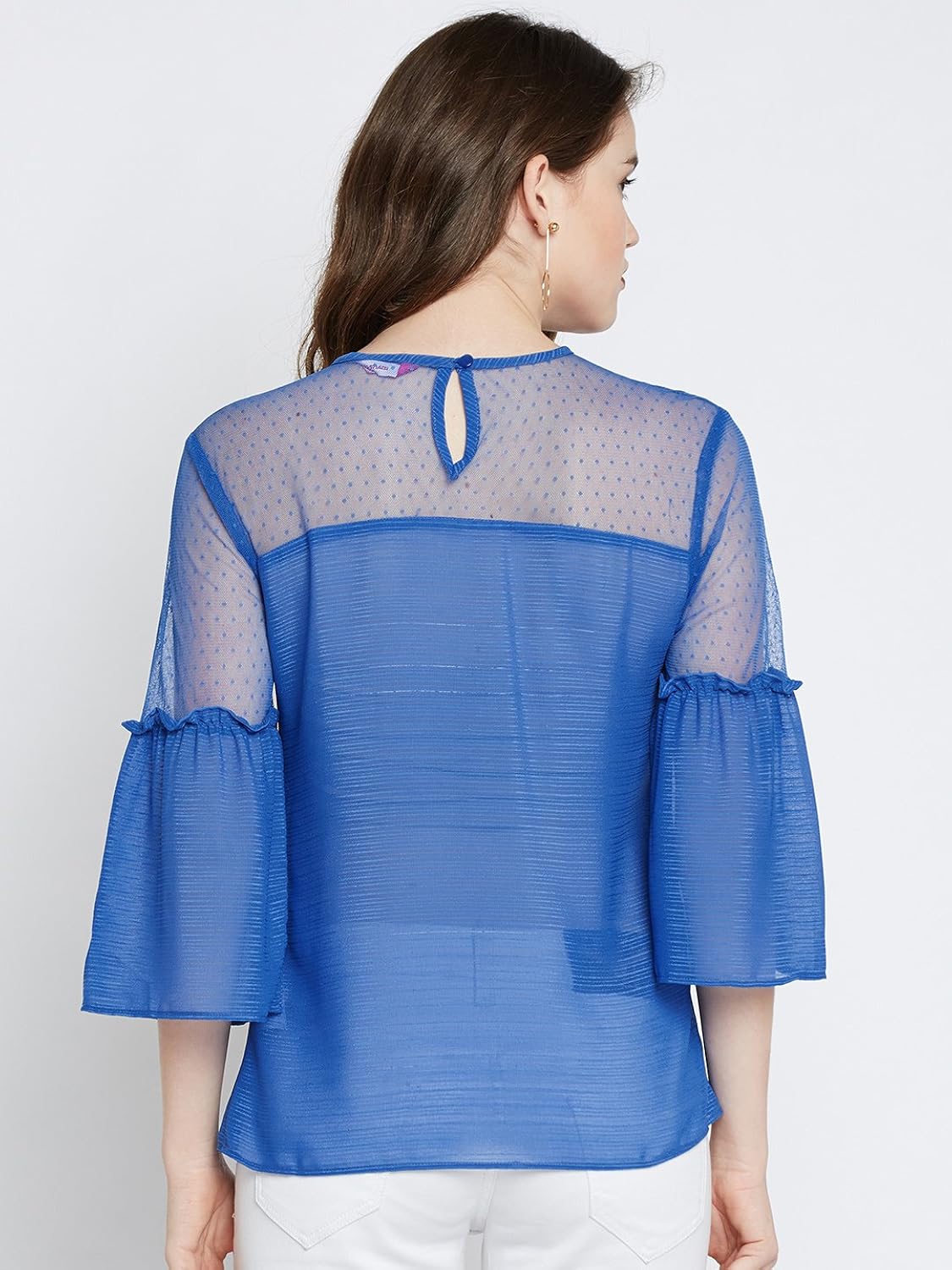 marie claire women blue solid top (mc848a-s)