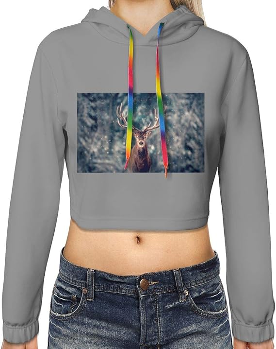 Amazon Co Jp 冬の雪の森の鹿 トップス レディースパーカー スウェット 長袖 フード付き 長袖パーカー プルオーバー ゆったり 春秋 かわいい Black 服 ファッション小物